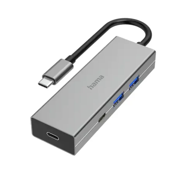 Hama USB-C hub šedá / 4 porty / 2x USB-A + 2x USB-C / USB 3.2 Gen1 / 5 Gb/s (002001360000)