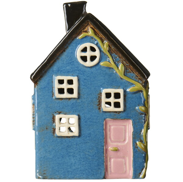 Ib Laursen Keramický svícen Nyhavn Light Pink Door, modrá barva, keramika