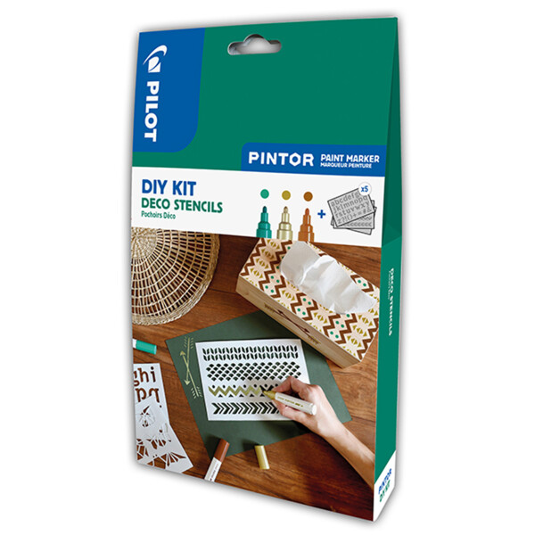 Dekorativní popisovače PILOT Pintor M, sada 3ks + deco šablony