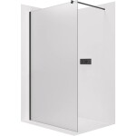 CERANO Sprchová zástěna Walk-in Onyx Round L/P - 8 mm - kulatá vzpěra - černá matná, mléčné sklo - 160x200 cm