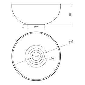 SAPHO - MINOR betonové umývátko na desku, Ø 26cm, antracit mat MR26016