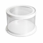 Cake star dortový box bílý kulatý s průhledným víkem 22,5x16cm