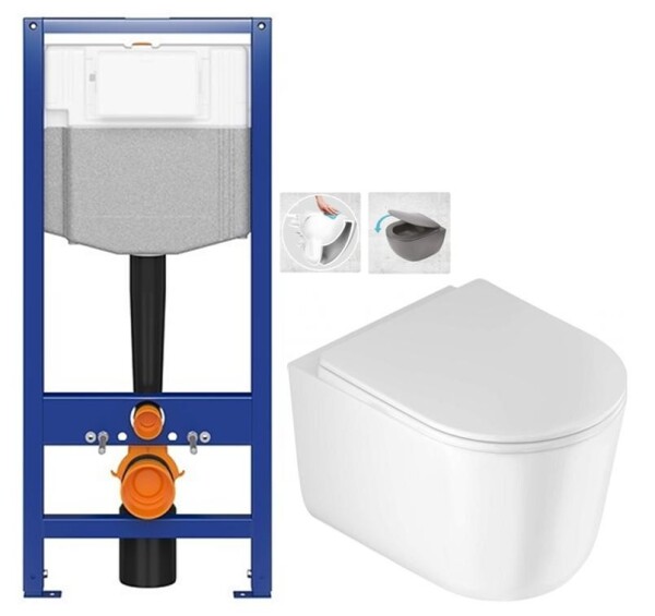 AKCE/SET - CERSANIT předstěnový instalační systém bez tlačítka + WC DEANTE Jasmin se sedátkem RIMLESS /VÍROVÉ SPLACH/ K97-526 X JA1