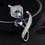 Brož Swarovski Elements Amedee - květina, Modrá