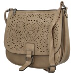 Módní dámská koženková crossbody kabelka Oresta, tmavě béžová