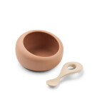 LIEWOOD Silikonová miska + lžička pro děti Sparia Tuscany Rose, růžová barva