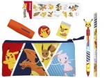 CYP BRAND Školní set Pokémon se samolepkami / 7 kusů / Propiska, tužka, ořezávátko, guma, zvýrazňovač, penál (GS20-31PKEPM)