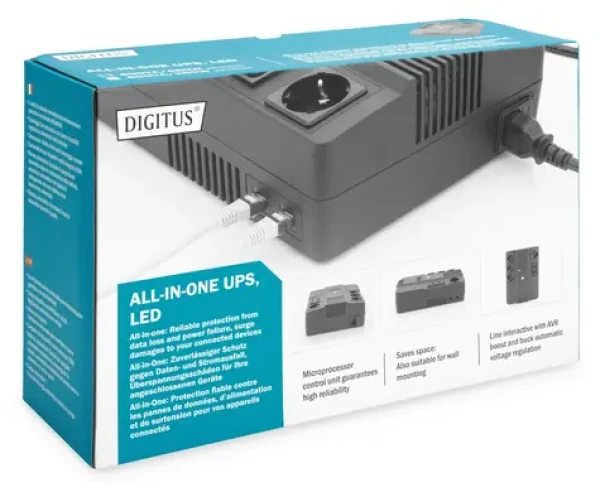 Digitus All-in-One UPS / 600VA/360W / 12V/7Ah / 4x CEE 7/7 / 3x IEC C13 / USB/RJ45 (DN-170110)