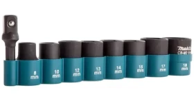 MAKITA Sada nástrčných klíčů 9 ks / 8-18 mm / adaptér 3/8" - 1/4" (E-16639)