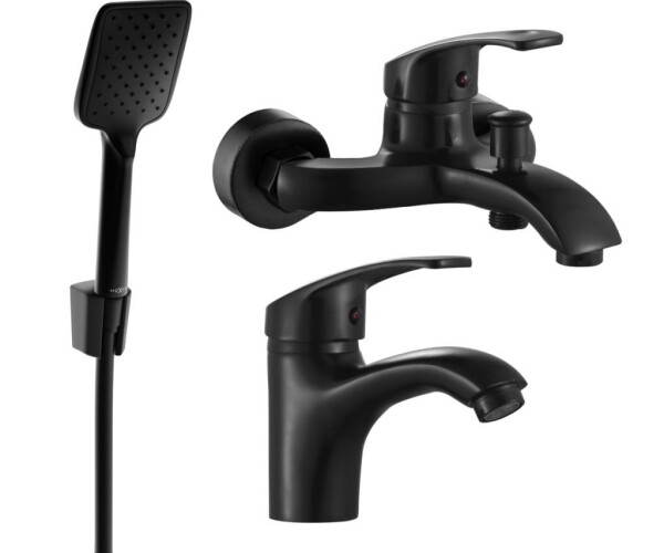 MEXEN - Fabia R62 Set umyvadlové a vanové baterie s příslušenstvím, černá 746503R62-70