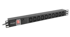 Lanberg PDU černá / Zásuvková lišta do racku / 1U / 7x IEC C13 / 10 A / 2 m (PDU-10I-0200-IEC-BK)