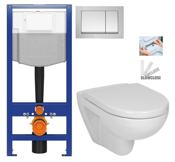 CERSANIT předstěnový instalační systém s tlačítkem chrom K97-509 + WC JIKA LYRA PLUS + SEDÁTKO DURAPLAST SLOWCLOSE K97-526 509 LY5