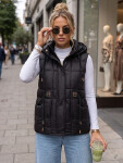 Dámská prošívaná vesta s kapucí, černá, FashionStreet TY5973 XXL