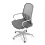 Židle kancelářská, bílý plast, šedý MESH a šedá látka, plastový kříž, houpací mechanismus.