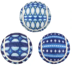 Huhubamboo Vánoční tenisáky 3ks modré / Hračka pro psy / Tenisový míček / 6,3 cm (357028)