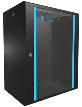 Extralink Nástěnný rozvaděč 15U černá / Rozvaděč / 19" / 600x450 mm / Skleněné dveře / nosnost 120 kg (EX.14329)