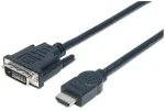 Manhattan HDMI - DVI-D kabel černá / Kabel / Dual-Link / 3 m / pozlacené konektory (372510)