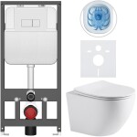 CERANO - Kompletní WC set Basic/Cesso - bílá matná - WC tlačítko Modulo/Bílá - závěsné - předstěnová instalace - 49x36 CER-8050BD86273