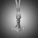 Pánský náhrdelník Thórovo kladivo - MJOLNIR, Stříbrná 60 cm Náhodná