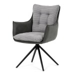 Židle jídelní, šedá látka, 360° vratný mechanismus, černý kov