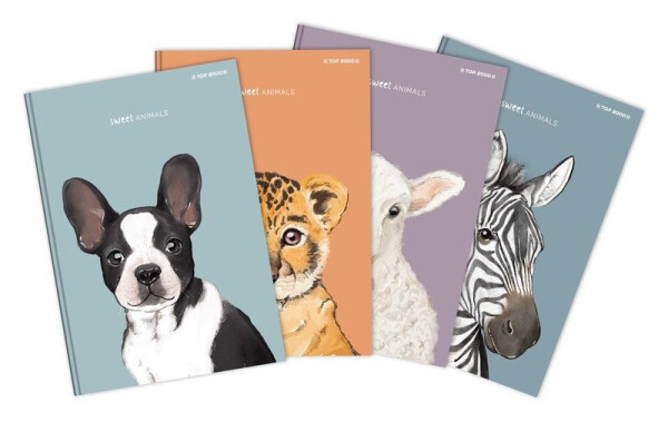 Záznamní kniha A5, 96l, 70g, čtverečkovaná - Animal (mix)