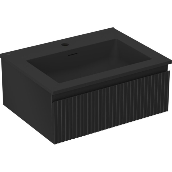MEXEN/S - Rivel koupelnová skříňka 60 cm s umyvadlem Otis, 1 šuplík, reliéf , černá mat 91A20-06023-1-BF71-W18M71