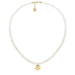 Perlový choker náhrdelník Bibiana Gold - chirurgická ocel, perla, Zlatá 42 cm