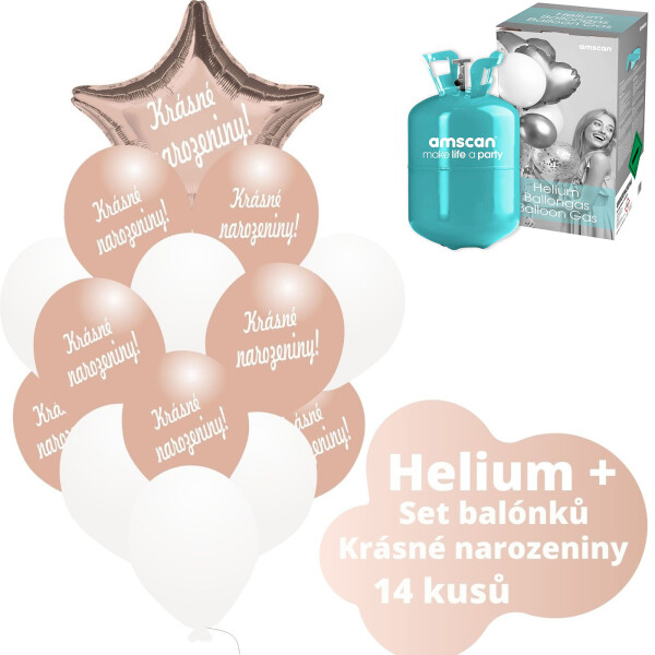 Helium set - růžovo-zlaté balónky KRÁSNÉ NAROZENINY - Balonky.cz Helium set - růžovo-zlaté balónky KRÁSNÉ NAROZENINY - Balonky.cz