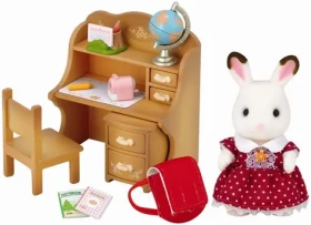 Sylvanian Families Nábytek ´´chocolate´´ králíků - sestra u psacího stolu se židlí