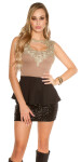 Trendy top Koucla s peplum a krajkou CAPPUCCINO L