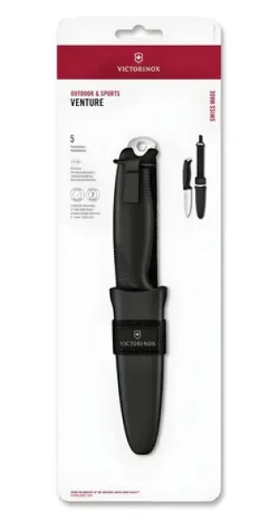 VICTORINOX Venture černá / Nůž s pevnou čepelí / čepel 105 mm / blistr (7613329199954)