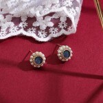 Náušnice s perlou a opálem Christelle - modrý opál, Zlatá
