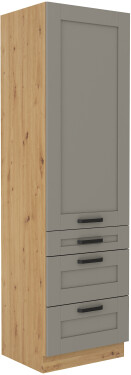Vysoká potravinová skříňka Luna 60 DKS-210 3S 1F - Premium Box Barva korpusu: Dub artisan, Barva dvířek: Clay Grey