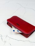 Klasická kožená dámská peněženka na zip Tina, červená