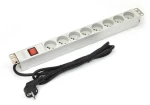 Napájecí lišta do racku 19" hliníková / PDU / 8x zásuvka / 16 A / vypínač / 1,8 m (A-19-STRIP-2-IMP)