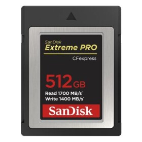 SanDisk Extreme Pro CF express 512GB / čtení: až 1700 MBs / zápis: až 1400 MBs (SDCFE-512G-GN4NN)
