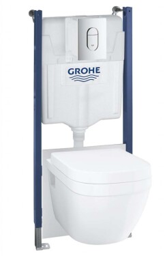 GROHE - Solido Set předstěnové instalace, klozetu Euro Ceramic a sedátka softclose, tlačítko Arena Cosmopolitan, chrom 39700000