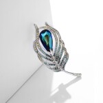 Luxusní brož se Swarovski Elements krystaly Paví brko, Modrá