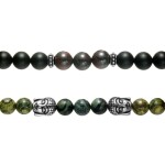 Luxusní náramek Buddha - nebeská perla, lesní achát, červený jaspis, Barevná/více barev 19 cm