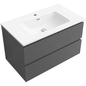 CERANO - Koupelnová skříňka Carole - antracitová + keramické umyvadlo Novo - bílá lesklá - 81x49,5x46,5 CER-142746