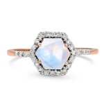 Royal Fashion prsten 14k zlato Vermeil GU-DR10305R-ROSEGOLD-MOONSTONE-ZIRCON Velikost: 7 (EU: 54-56)