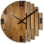 DumDekorace Designové dubové nástěnné hodiny ASYMETRIA s tichým chodem - 50 cm