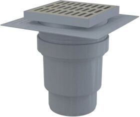 Alcadrain 1 - Alcadrain Podlahová vpust 150×150/110 mm přímá, mřížka nerez, límec 2. úrovně izolace, vodní zápachová uzávěra APV13 APV13