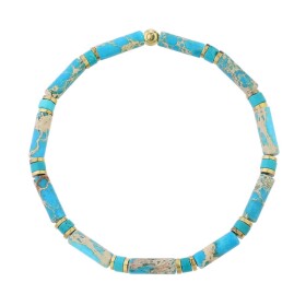 Luxusní pánský náramek Antonio Gold - tyrkys, jaspis a zlatý hematit, Tyrkysová 20 cm