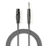 Nedis Vyvážený Audio kabel XLR 3kolíková (F) - jack 6.35 mm (M) 1.50 m tmavě šedá (COTH15110GY15)