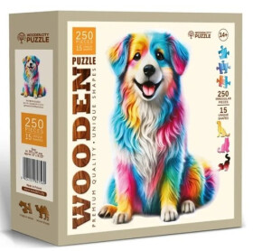 Dřevěné puzzle Duhový pes 250 dílků