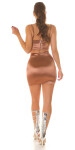 Sexy top Koucla Satin Look Crop Top v korzetovém stylu brown L