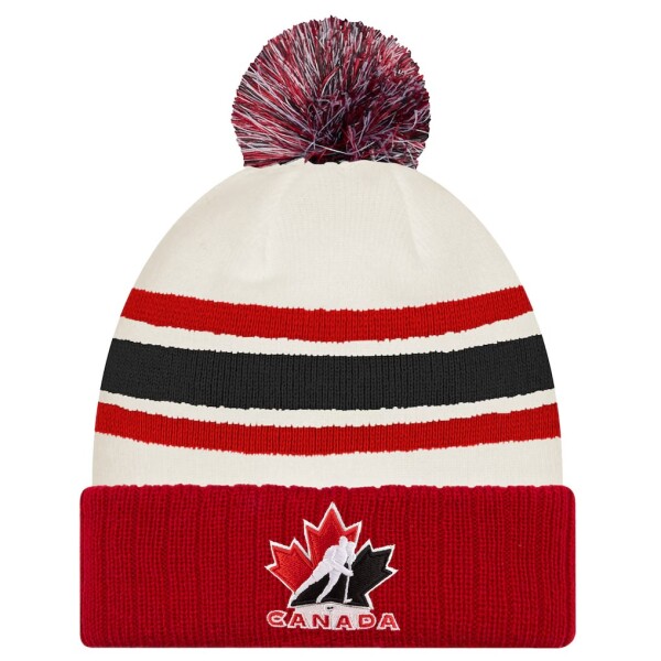 Pánská Zimní Čepice Canada New Era Milano Cortina 2026 Winter Olympics Striped Cuffed Knit Hat with Pom