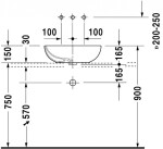 DURAVIT - Bathroom_Foster Umyvadlo na desku 50x35 cm, s přepadem, bez otvoru pro baterii, bílá 0335500000