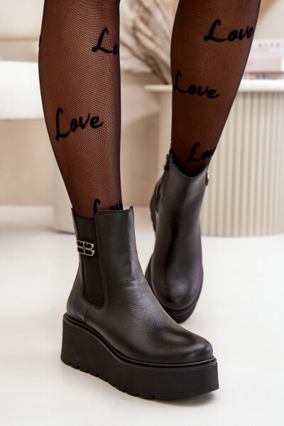 Zazoo 60498 Dámské Botky Chelsea Na Platformě A Klínu Černé 40